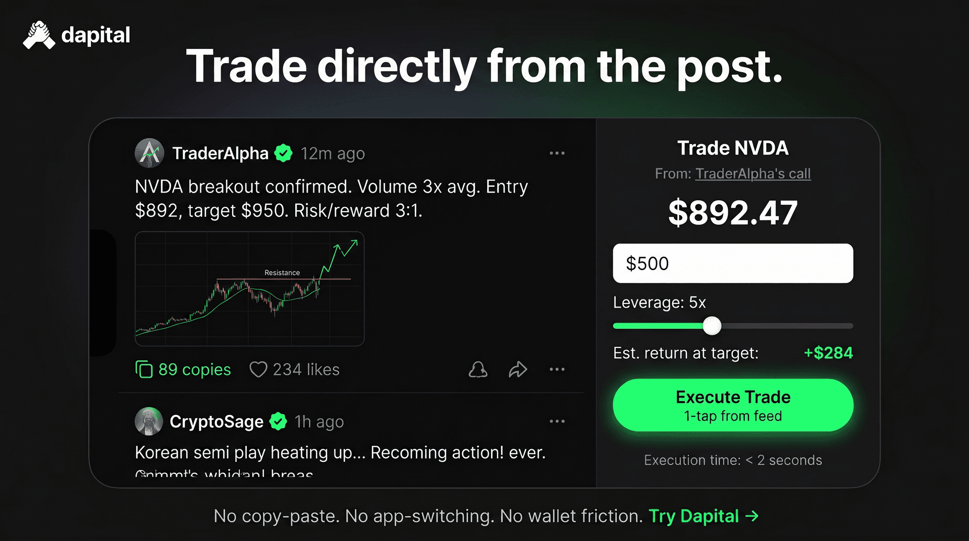 Trade directly from the post example